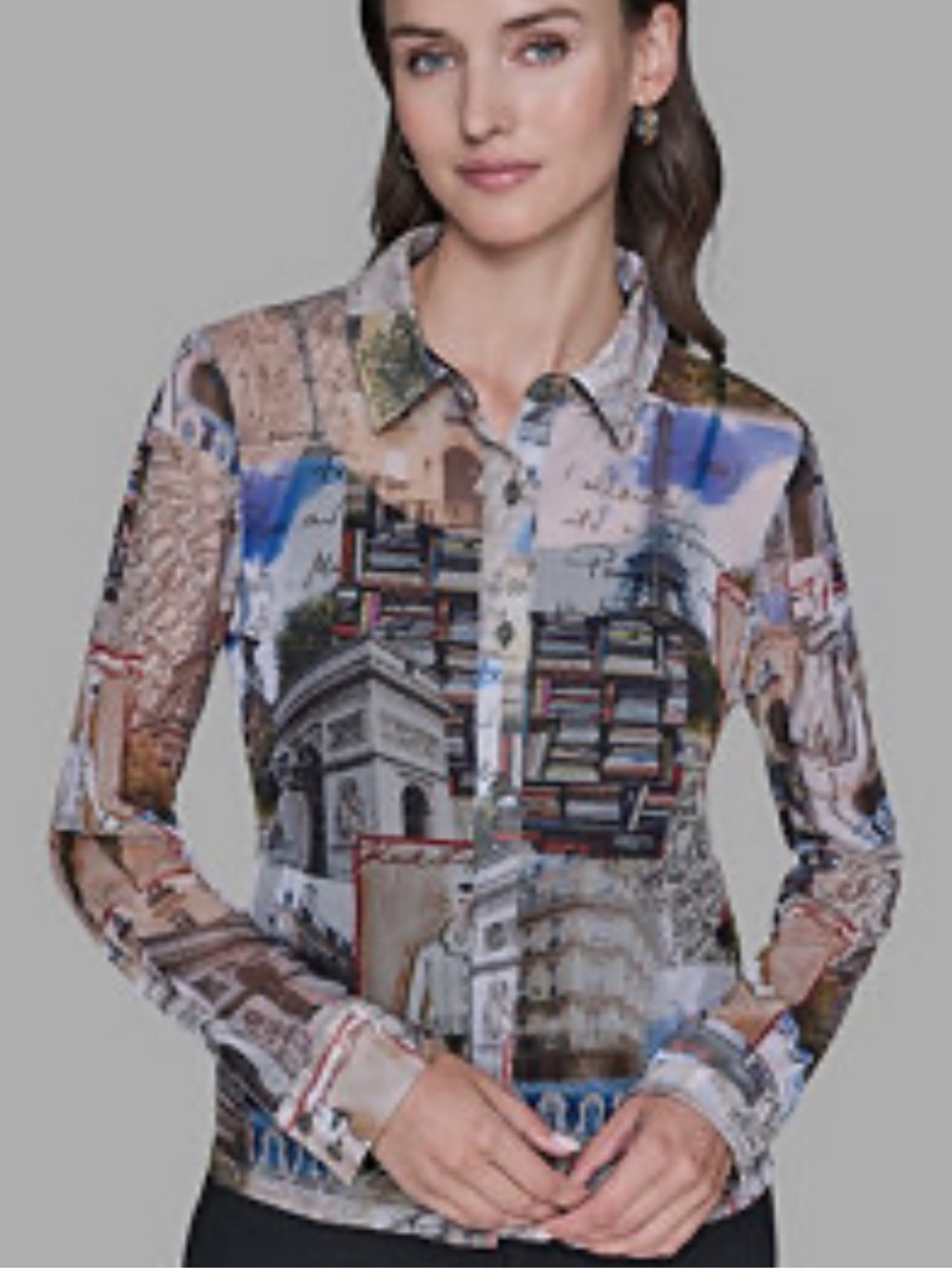 Karl Lagerfeld Multicolor Architectural Print Button-Down Shirt